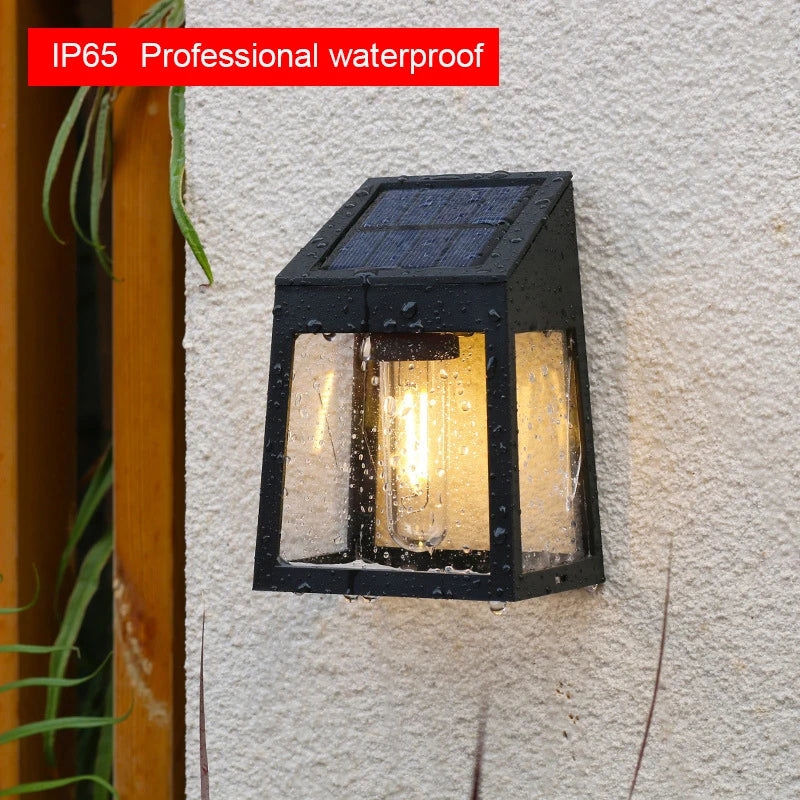 Outdoor Waterproof Solar Wall Light Sunlight, Fence Yard Pathway Lamp, Garden Wall Washer Tungsten Light Bulb