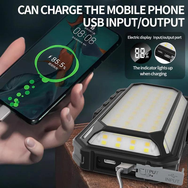 Solar Charging All Terrain Camping Lamp, Multi Light Source Outdoor Lantern, Large Capacity Multifunctional Work Light