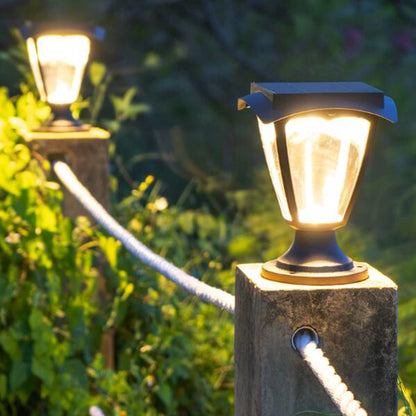 Outdoor LED Solar Column Pillar Light, Fence Post Deck Cap Lamp, Waterproof Garden Gate Landscape Solar Light