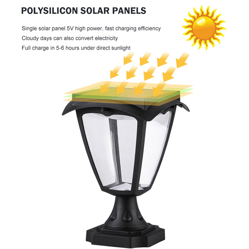 Outdoor LED Solar Column Pillar Light, Fence Post Deck Cap Lamp, Waterproof Garden Gate Landscape Solar Light