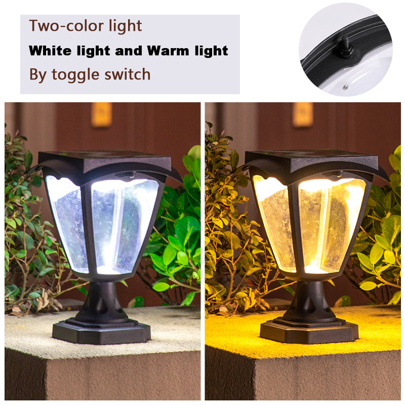 Outdoor LED Solar Column Pillar Light, Fence Post Deck Cap Lamp, Waterproof Garden Gate Landscape Solar Light
