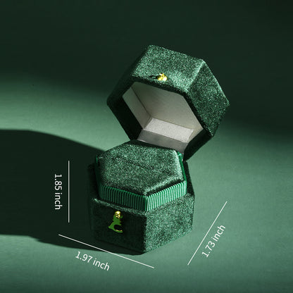 TAIMY Mini Velvet Hexagon Ring Box, Custom Logo & Color Jewelry Box for Weddings, Single Slot Retro Antique Ring Case