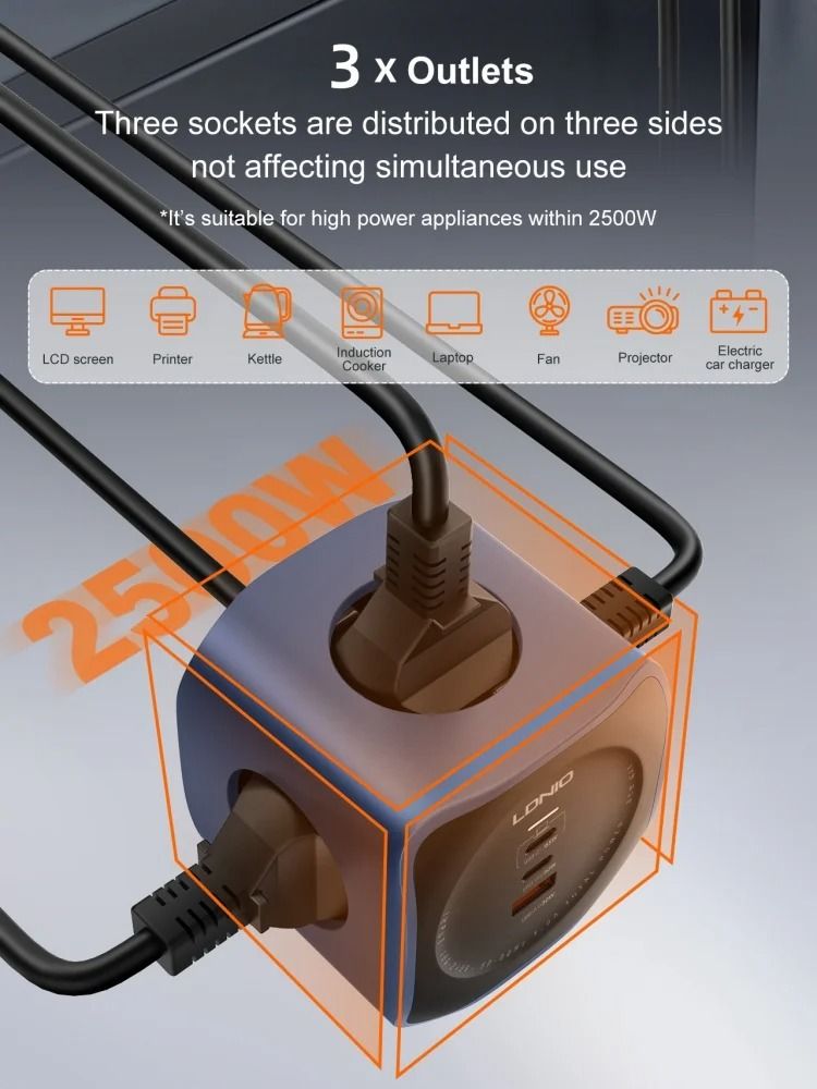 Cube Charging Station With USB Sockets And Surge Protection 2