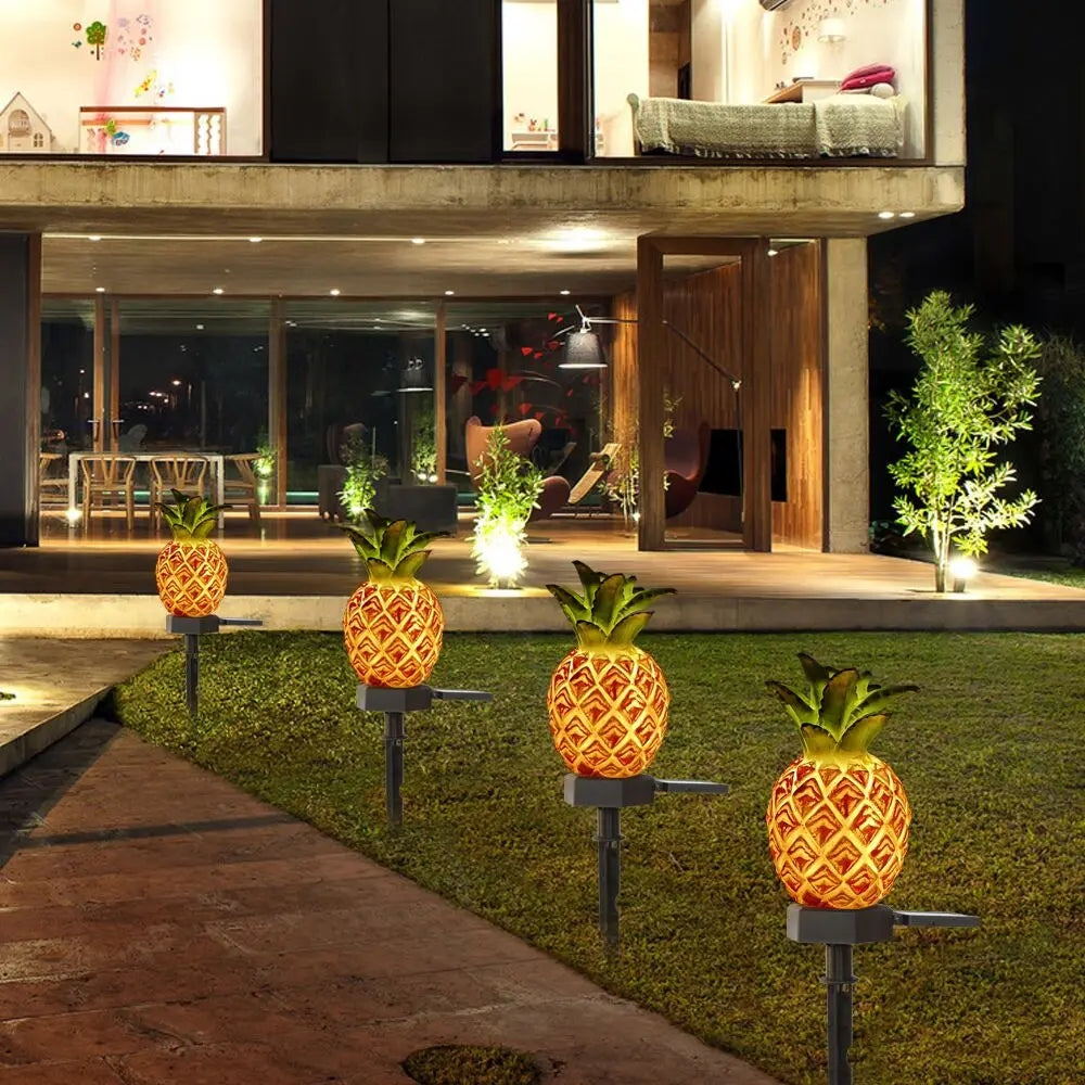 LED Solar Garden Light Simulation Pineapple Cactus, Outdoor Landscape Lamp for Yard, Lawn, Walkway, Patio Decor