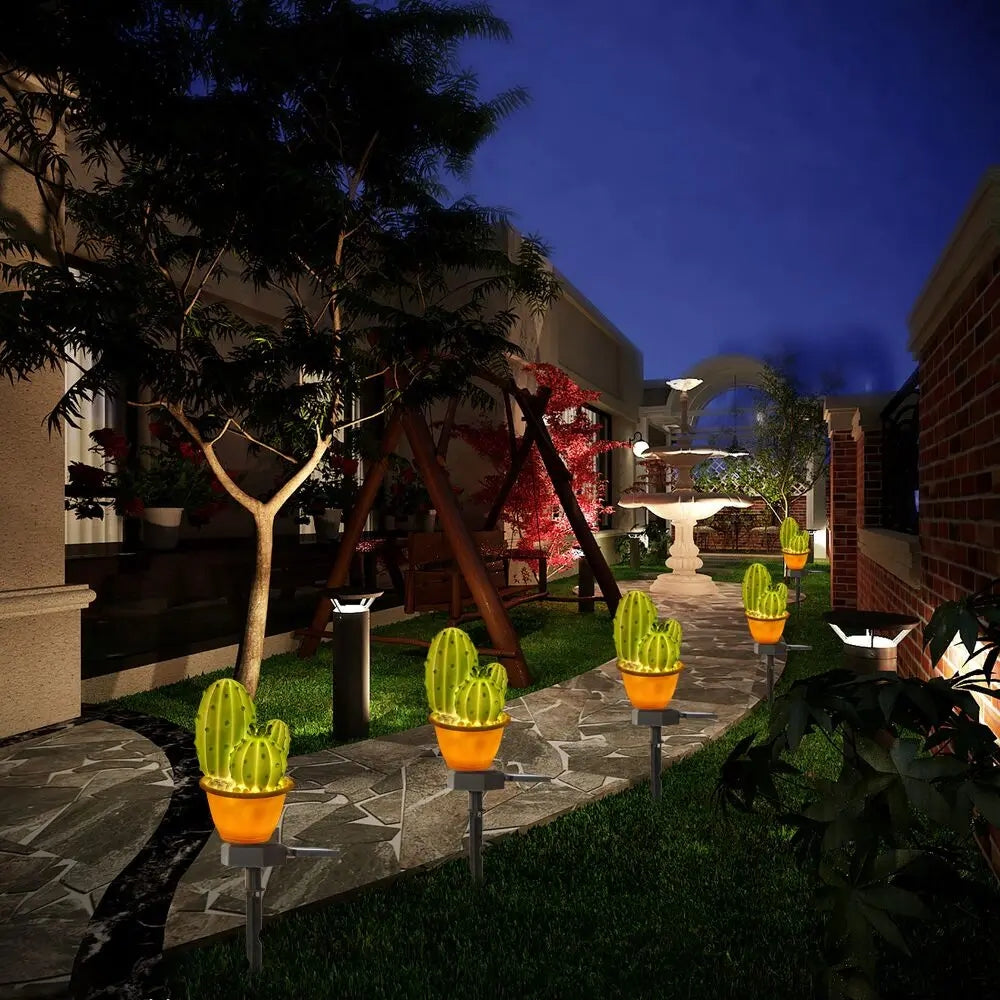 LED Solar Garden Light Simulation Pineapple Cactus, Outdoor Landscape Lamp for Yard, Lawn, Walkway, Patio Decor