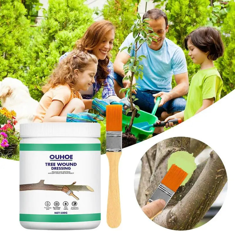 Bonsai Cut Wound Paste, Tree Grafting & Pruning Sealer with Brush, Fast-Healing Smear Agent for Plants