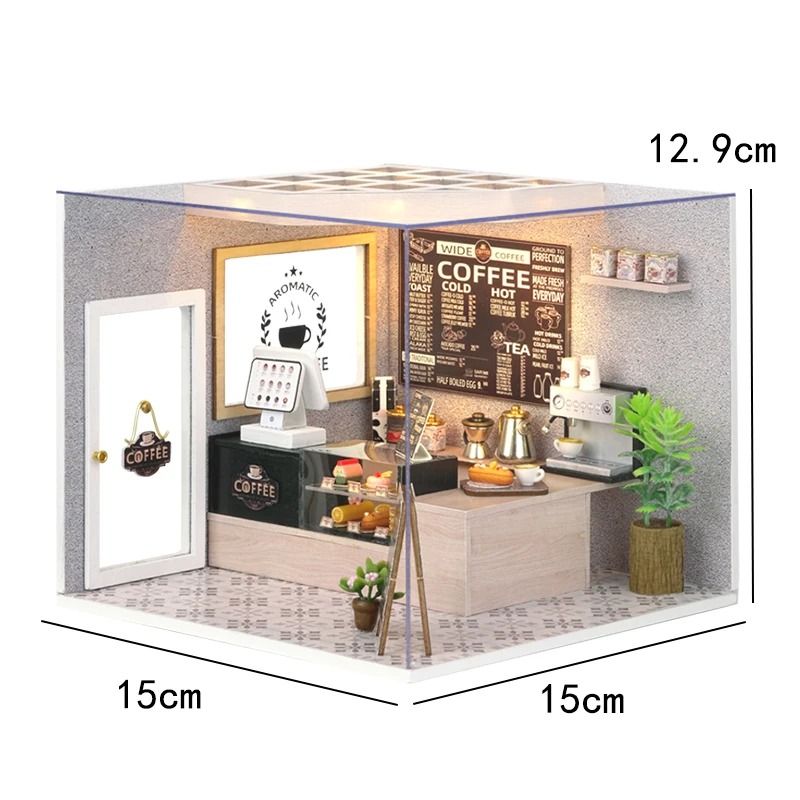DIY Wooden Mini Dollhouse With Furniture And LED Lights 9