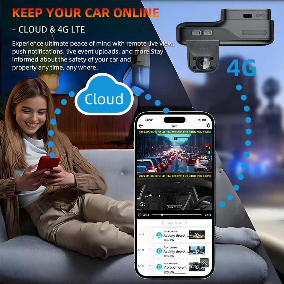 4G LTE Dual Lens Dash Cam With GPS And Night Vision 6