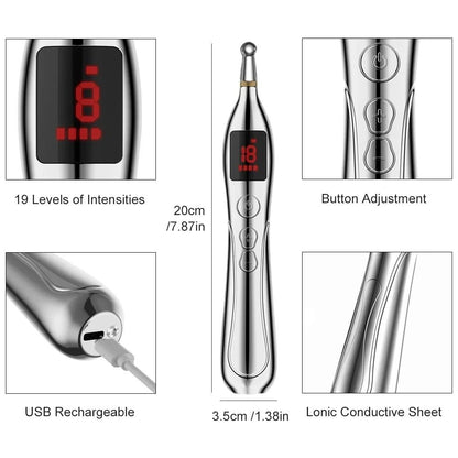 Rechargeable Acupuncture Pen Massager With TENS Therapy For Pain Relief And Muscle Stimulation 4