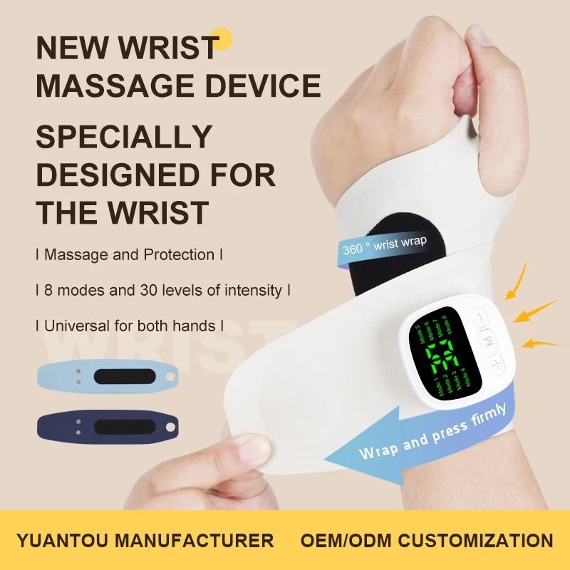 Electric Cordless Wrist Massager for Carpal Tunnel and Fatigue Relief with USB Rechargeable Design