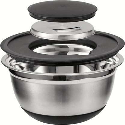 KitchenGuard 8 Piece Stainless Steel Mixing Bowl Set with Airtight Lids and Non Slip Base