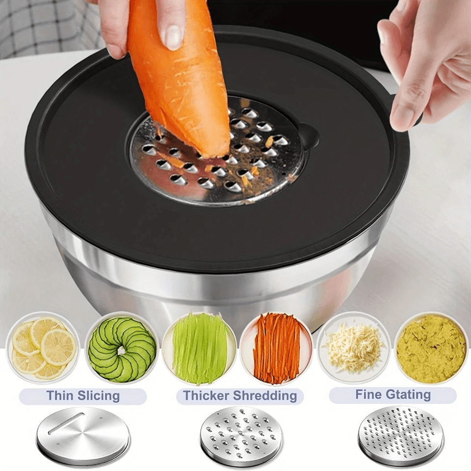 KitchenGuard 8 Piece Stainless Steel Mixing Bowl Set With Airtight Lids And Non Slip Base 1