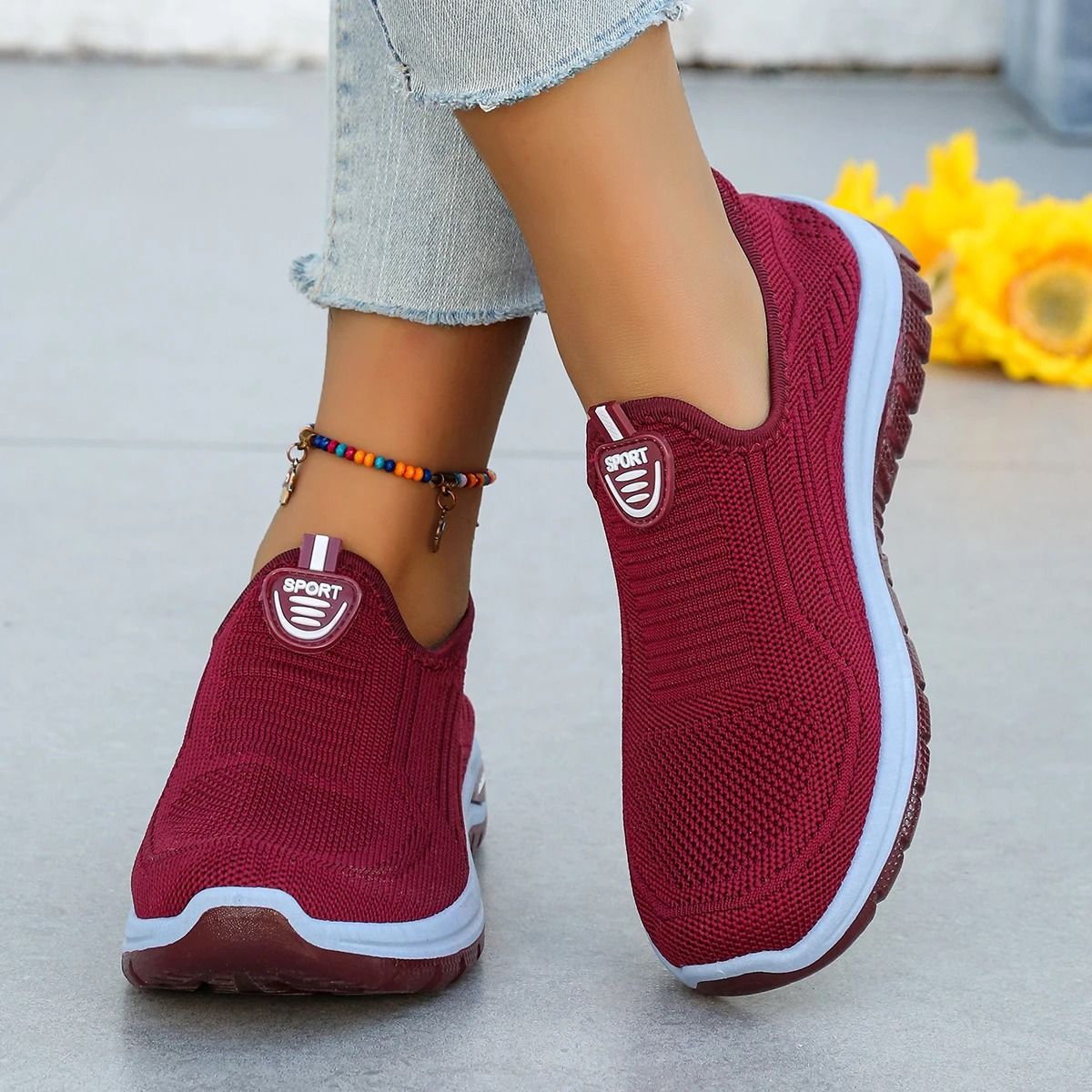 Breathable Slip On Woven Sneakers For Women Lightweight Everyday Comfort Shoes 2