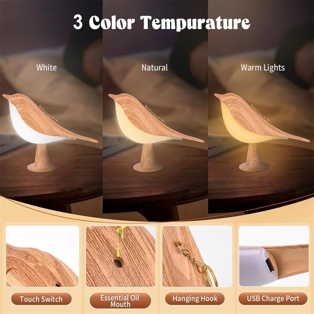 LED Touch Control Bird Lamp With Rechargeable Battery And Dimmable Light For Any Room 2