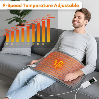 Electric Heating Pad for Back Neck and Shoulders with Washable Cover and Adjustable Timer Settings