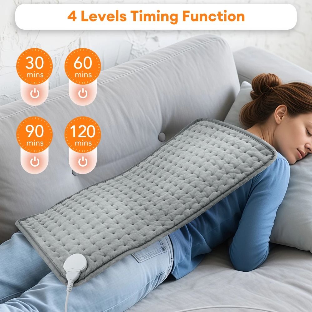 Electric Heating Pad For Back Neck And Shoulders With Washable Cover And Adjustable Timer Settings 1