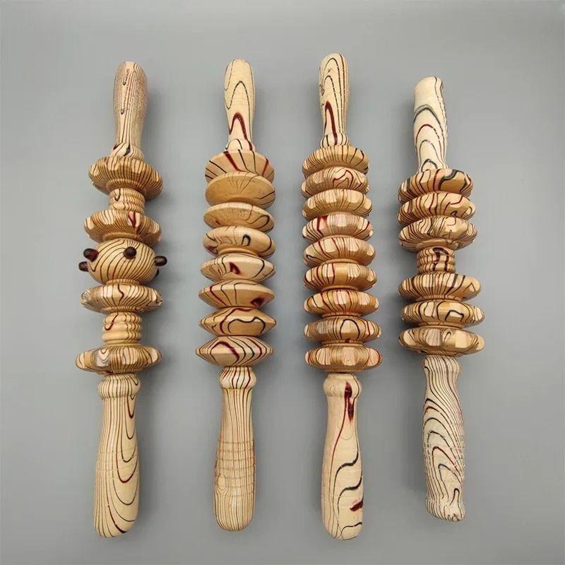 Wood Roller Massage Tool for Cellulite Relief and Body Shaping with Muscle Recovery Benefits