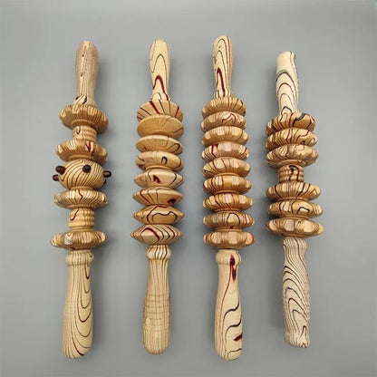 Wood Roller Massage Tool for Cellulite Relief and Body Shaping with Muscle Recovery Benefits