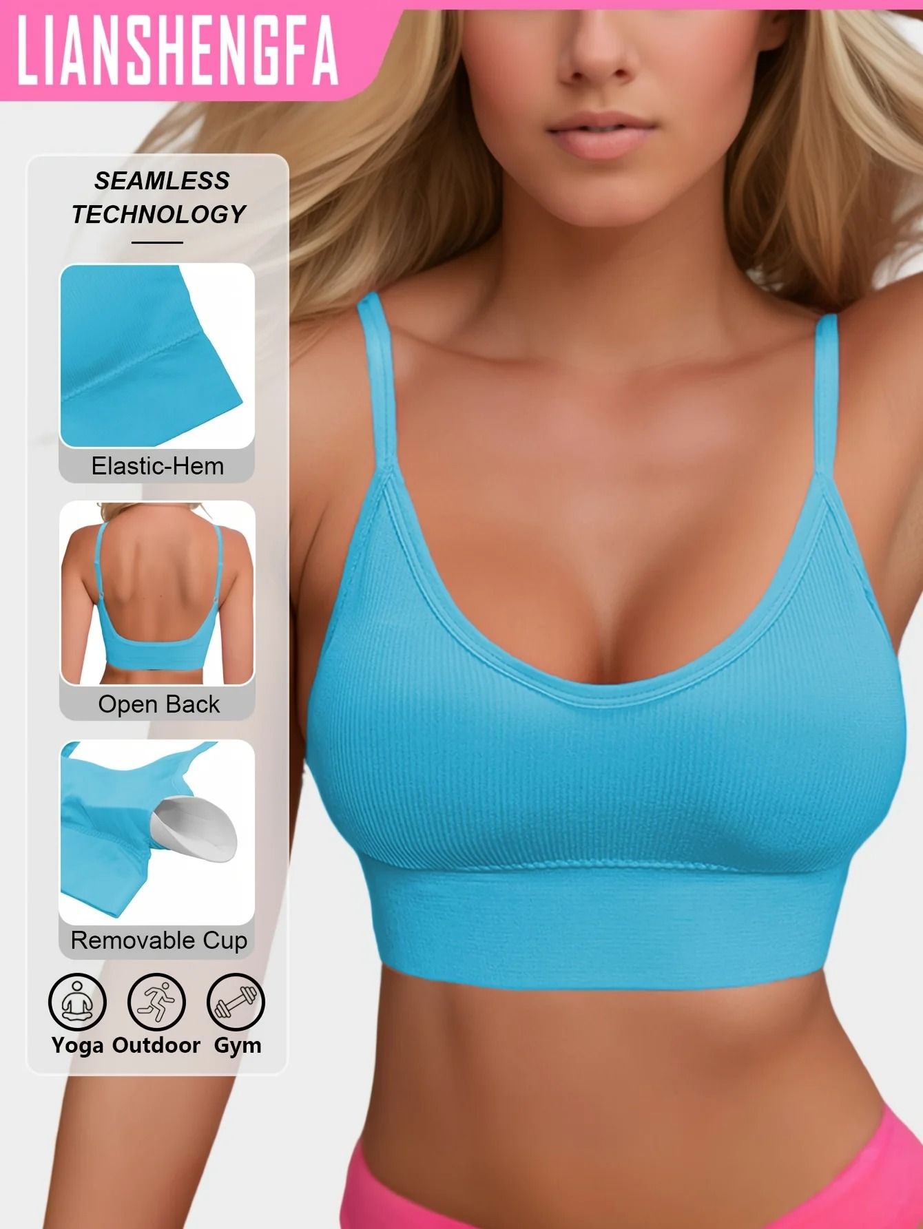 Womens Halterneck Backless Sports Bra With Ribbed Knit Fabric For Yoga And Activewear 9