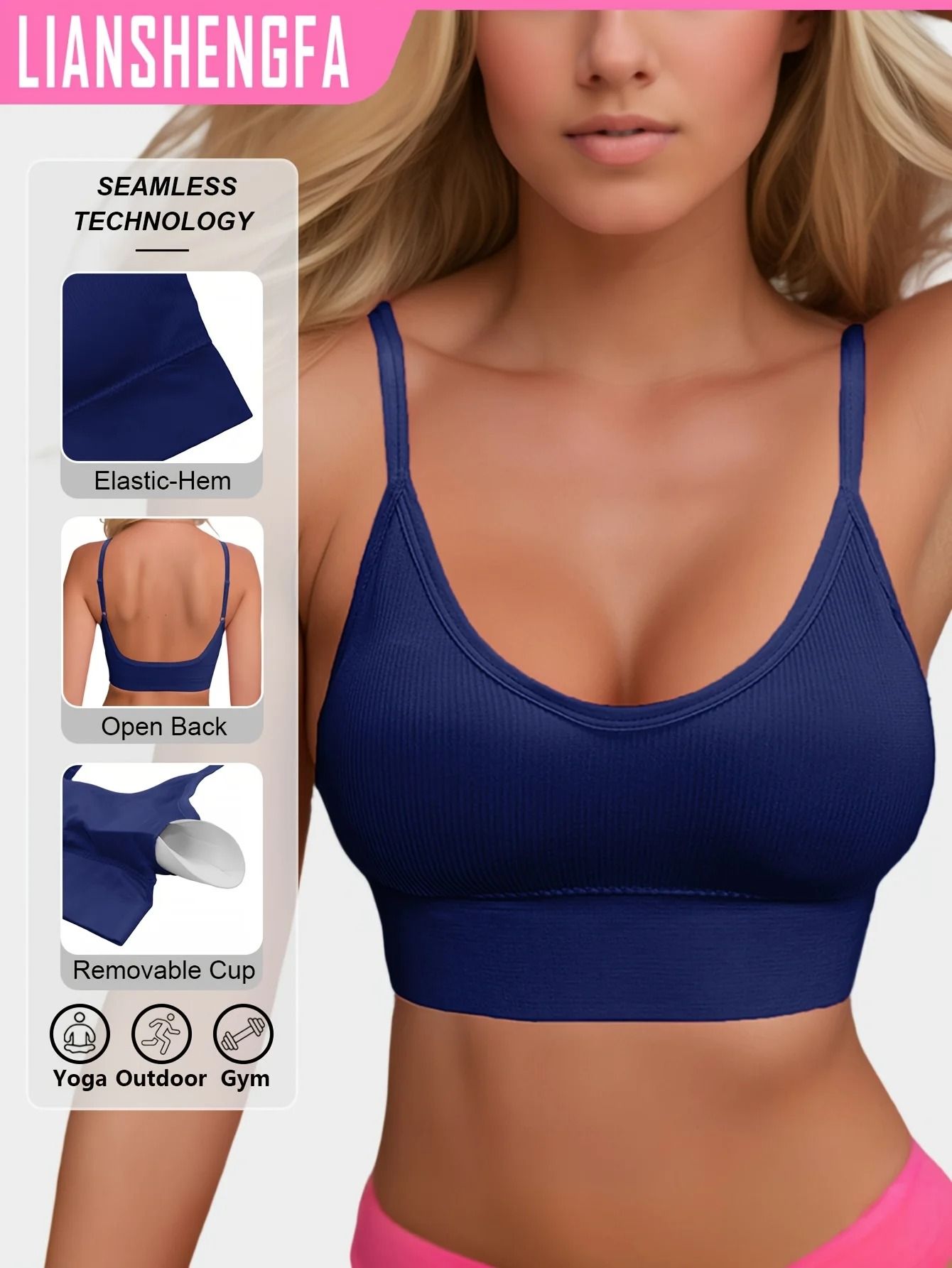 Womens Halterneck Backless Sports Bra With Ribbed Knit Fabric For Yoga And Activewear 5