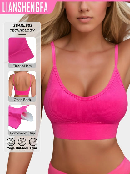 Womens Halterneck Backless Sports Bra With Ribbed Knit Fabric For Yoga And Activewear 6