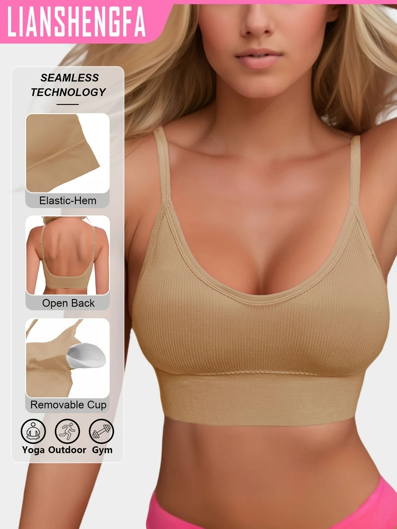 Womens Halterneck Backless Sports Bra With Ribbed Knit Fabric For Yoga And Activewear 7