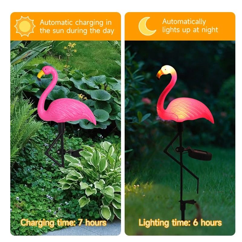Solar Flamingo Garden Light For Outdoor Pathway Patio Yard Decor With Waterproof LED Stake Design 4