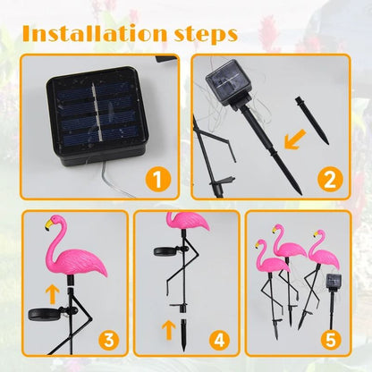 Solar Flamingo Garden Light For Outdoor Pathway Patio Yard Decor With Waterproof LED Stake Design 5