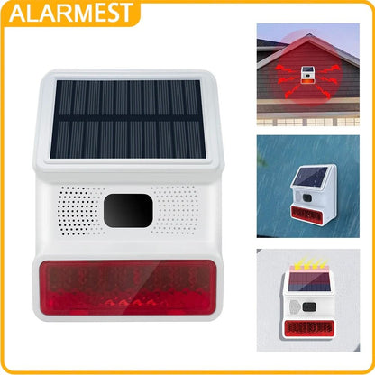 Wireless Solar Outdoor Siren Alarm with Sound and Flash for Home Security Systems
