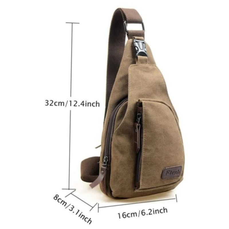 Mens Vintage Canvas Sling Bag with Adjustable Strap for Travel and Everyday Carry