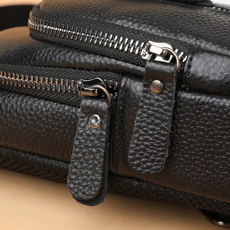 Mens Genuine Leather Crossbody Chest Bag With Adjustable Strap For Daily Travel And Casual Use 2