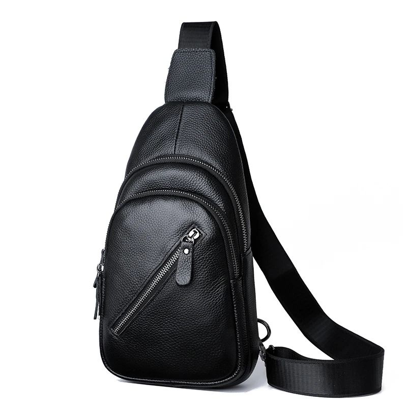 Mens Genuine Leather Crossbody Chest Bag With Adjustable Strap For Daily Travel And Casual Use 8