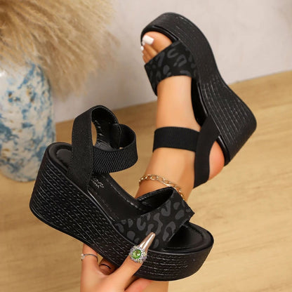 Womens Peep Toe Wedge Sandals With Leopard Print And Platform Heel For Summer Outfits 5