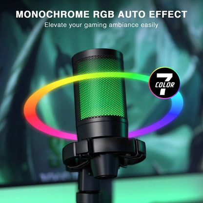 RGB USB Gaming Microphone With Mute Button And Tripod Stand For Streaming On PC And Console 1