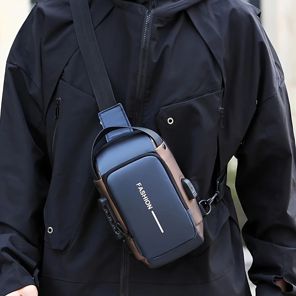 Stylish Mens Sling Bag Durable Oxford Fabric Crossbody Chest Pack With Phone Pocket 1