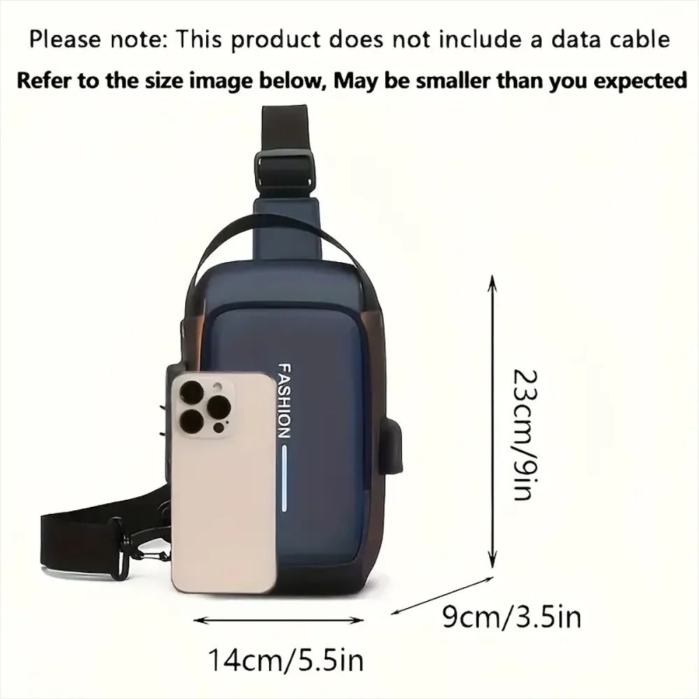 Stylish Mens Sling Bag Durable Oxford Fabric Crossbody Chest Pack With Phone Pocket 2