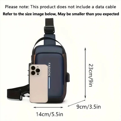 Stylish Mens Sling Bag Durable Oxford Fabric Crossbody Chest Pack With Phone Pocket 2