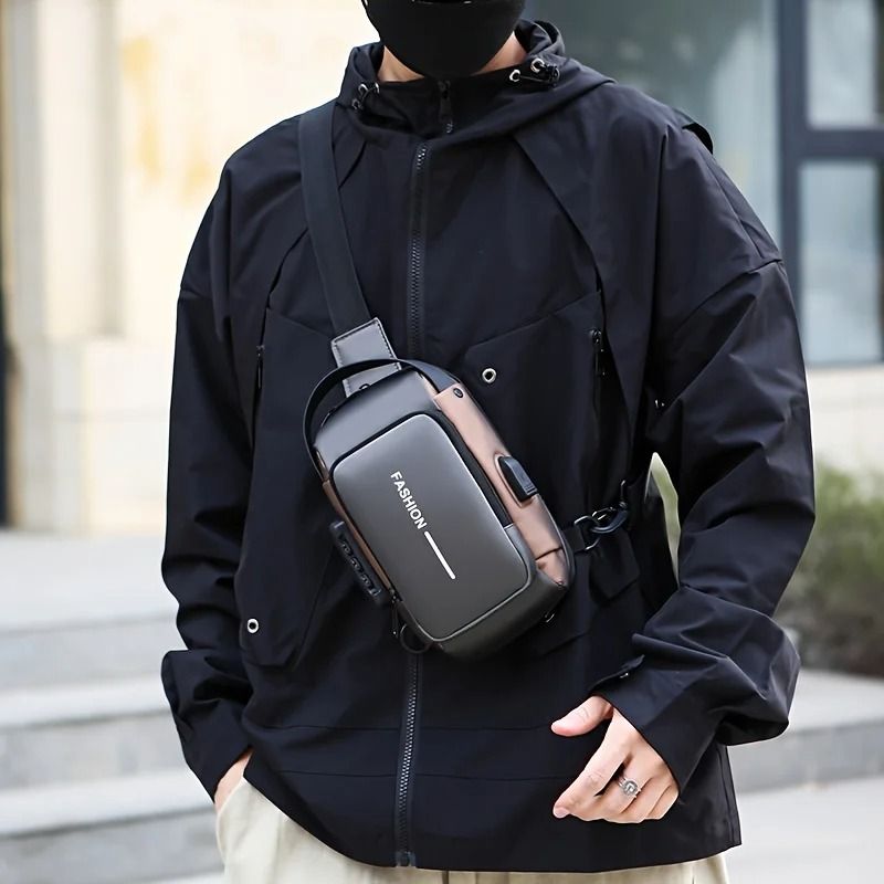 Stylish Mens Sling Bag Durable Oxford Fabric Crossbody Chest Pack With Phone Pocket 5