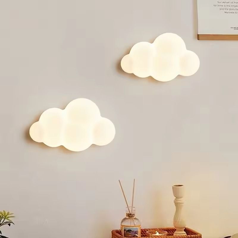 Cloud Shape Wall Lamp for Kids Bedroom or Nursery with Soft Glow and Star Accents