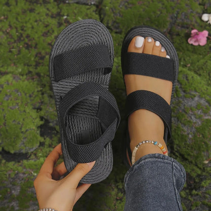 Women Minimalist Wedge Sandals With Thick Sole And Elastic Slingback 6