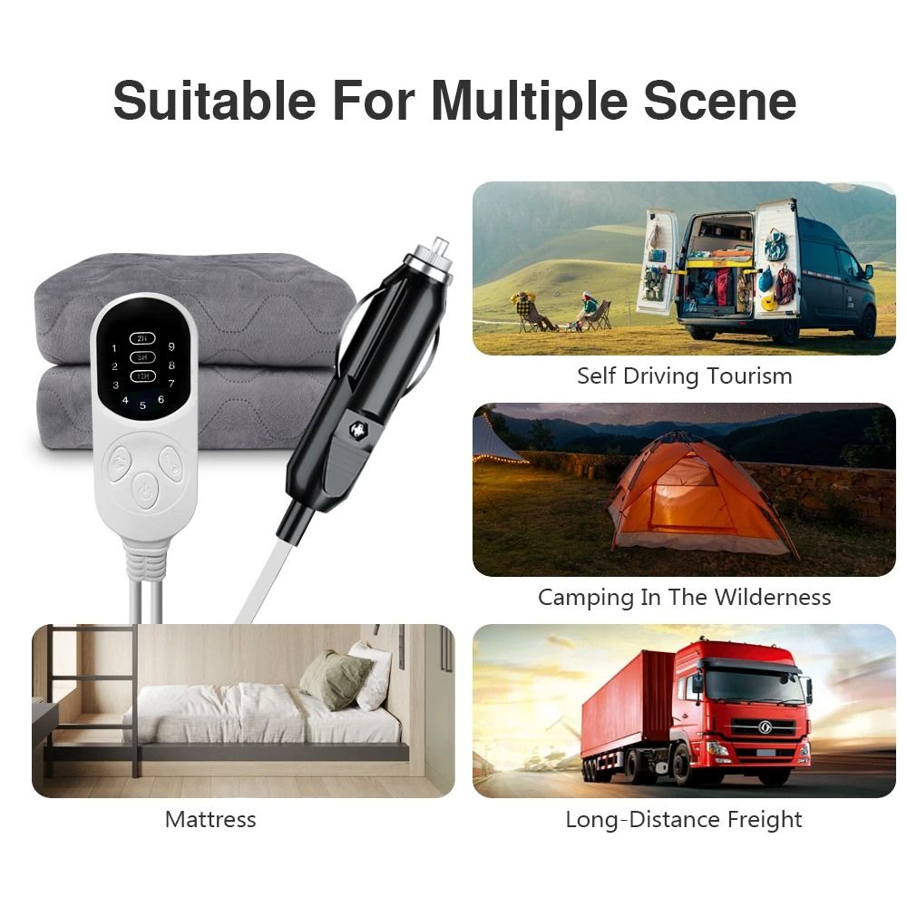 12V Electric Blanket Plush Heated Mattress For Car And RV Travel 4