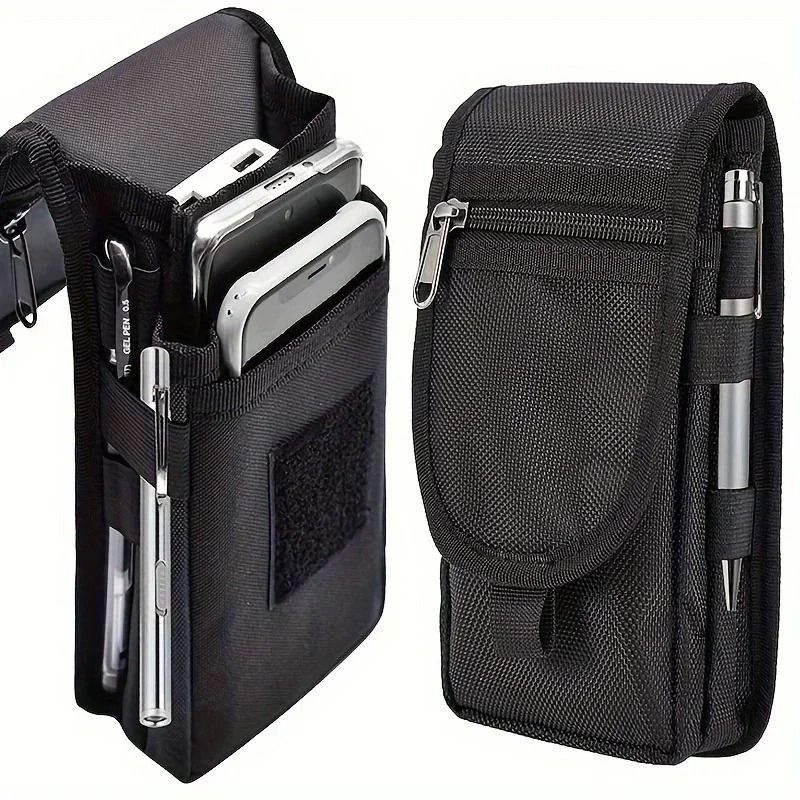 Mobile Phone Waist Hanging Bag with Pen Slot and Flip Top Closure