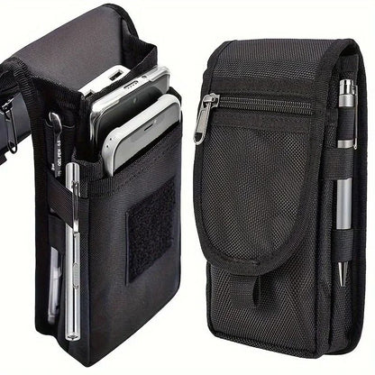 Mobile Phone Waist Hanging Bag with Pen Slot and Flip Top Closure