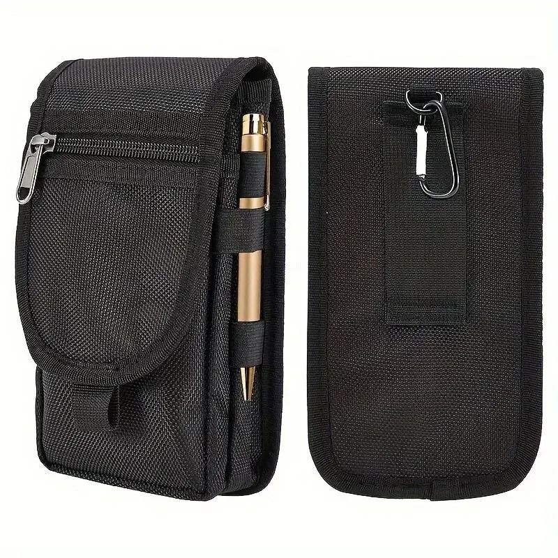 Mobile Phone Waist Hanging Bag With Pen Slot And Flip Top Closure 3