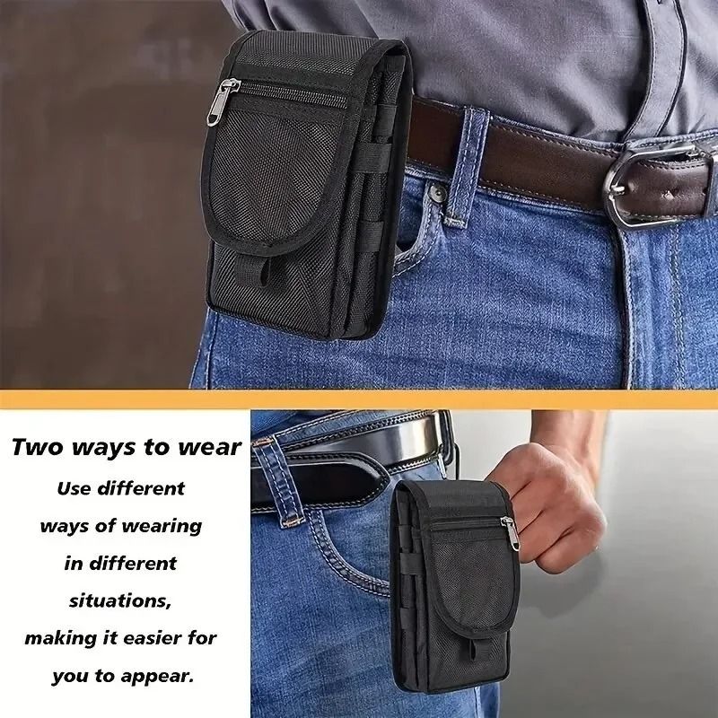Mobile Phone Waist Hanging Bag With Pen Slot And Flip Top Closure 5
