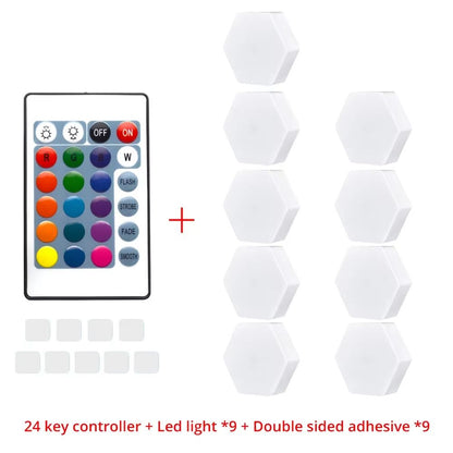 Modular TouchSensitive RGB Hexagon Wall Light  Wireless Quantum LED Panels For Ambient Lighting 12