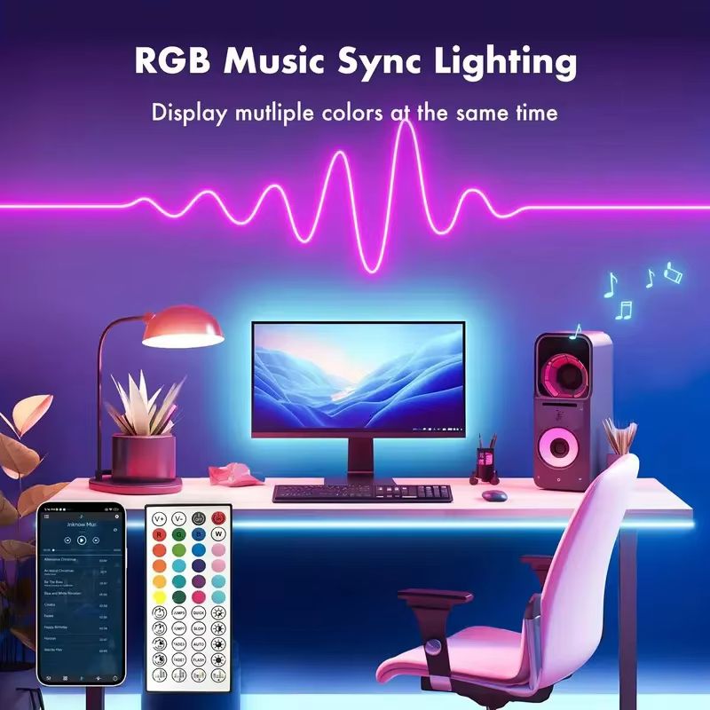 VividGlow 24V RGB Neon LED Strip Light With Bluetooth Music Sync  5m To 30m 3
