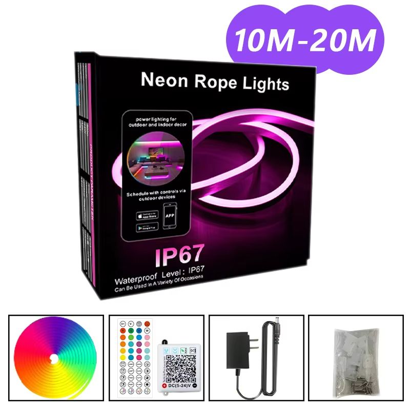 VividGlow 24V RGB Neon LED Strip Light With Bluetooth Music Sync  5m To 30m 8