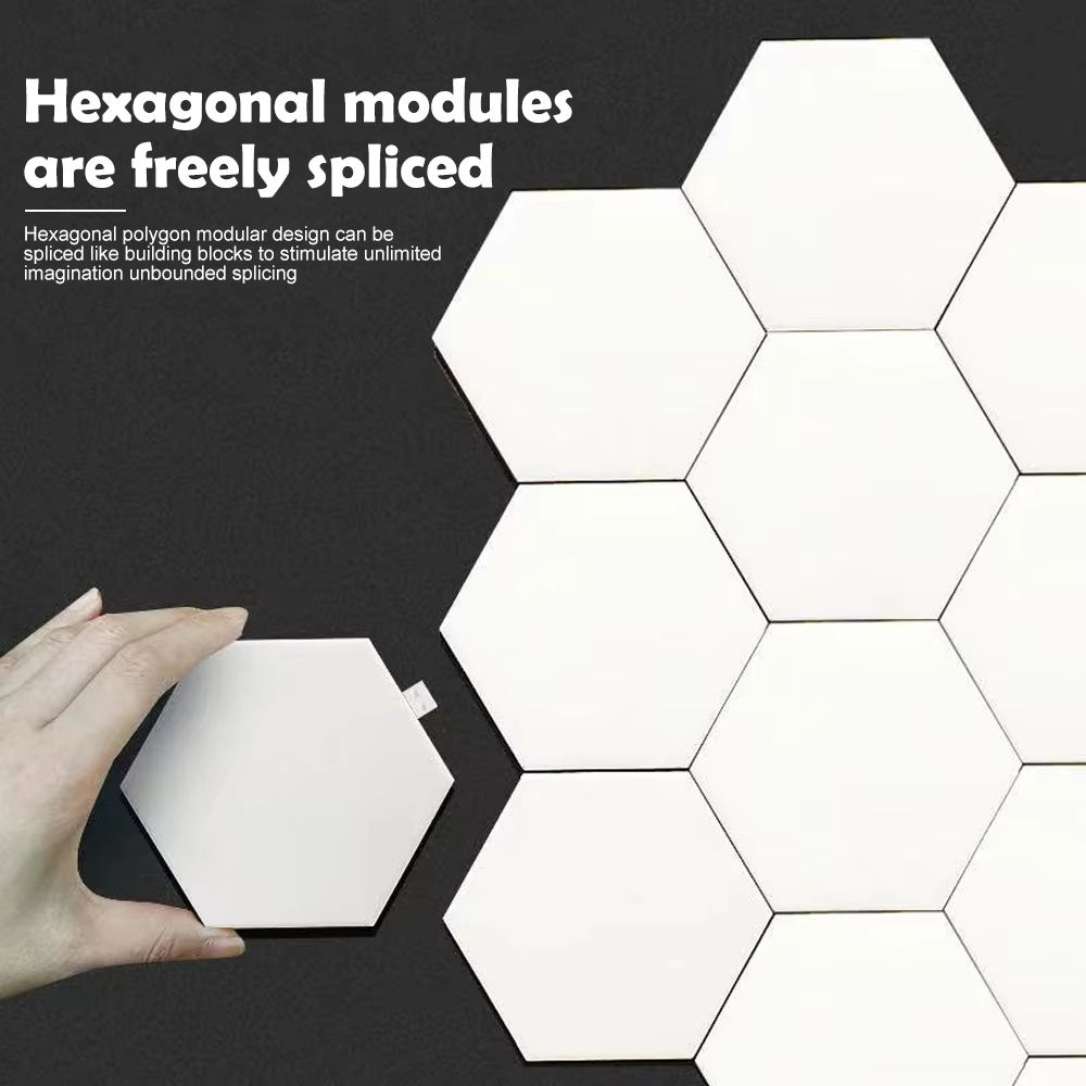 Modular RGB Hexagon Wall Lights  Smart LED Panels For Gaming  Ambient Decor 5