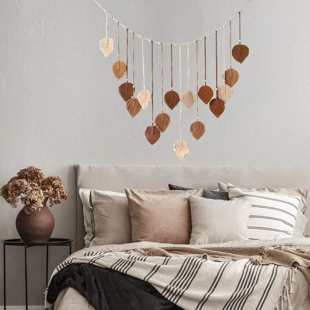 Bohemian Leaf  Feather Macrame Wall Decor  Chic Boho Wall Art Tapestry 3